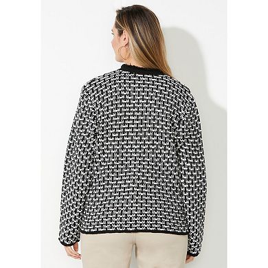 Catherines Women's Plus Size Liz&Me Tweed Button Cardigan