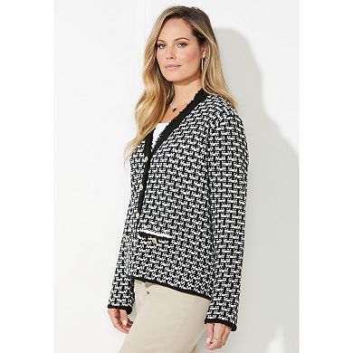 Catherines Women's Plus Size Liz&Me Tweed Button Cardigan