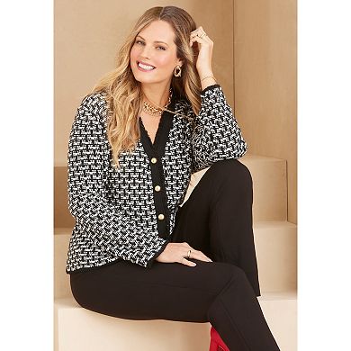 Catherines Women's Plus Size Liz&Me Tweed Button Cardigan
