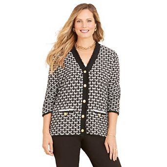 Catherines Women's Plus Size Liz&Me Tweed Button Cardigan