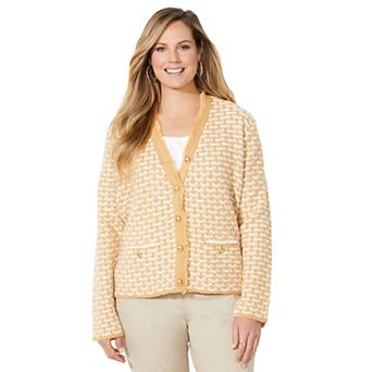 Catherines Women's Plus Size Liz&Me Tweed Button Cardigan