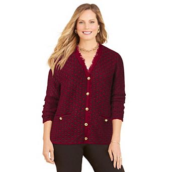 Catherines Women's Plus Size Liz&Me Tweed Button Cardigan