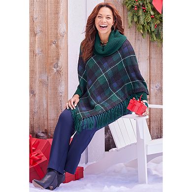 Catherines Women's Plus Size Fringe Poncho Duet