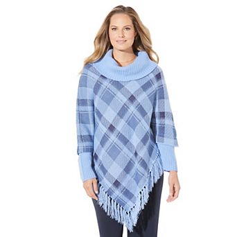 Catherines Women's Plus Size Fringe Poncho Duet