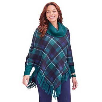 Catherines Women's Plus Size Fringe Poncho Duet