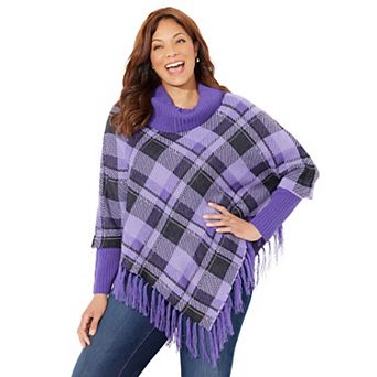 Catherines Women's Plus Size Fringe Poncho Duet