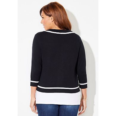 Catherines Women's Plus Size Trimmed Shrug Cardigan