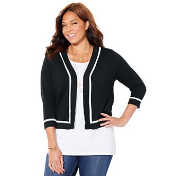 Catherines Women's Plus Size Trimmed Shrug Cardigan