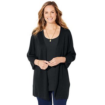 Catherines Women's Plus Size Pointelle Accented Cardigan