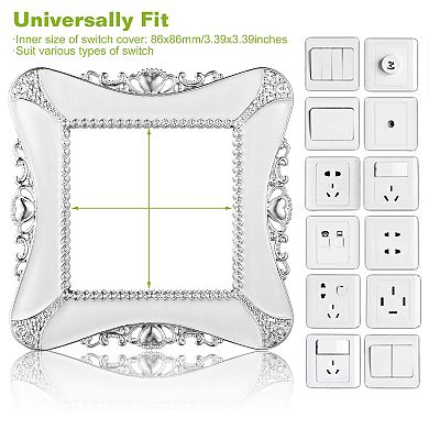 2 Pack Decorative Switch Cover European Style Wall Plate Protector with Adhesive Sticker