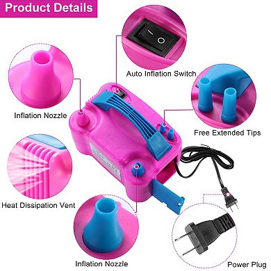 600W Electric Balloon Pump Inflator with Dual Nozzle for Party, Wedding & Festival Decor