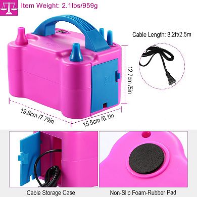 600W Electric Balloon Pump Inflator with Dual Nozzle for Party, Wedding & Festival Decor