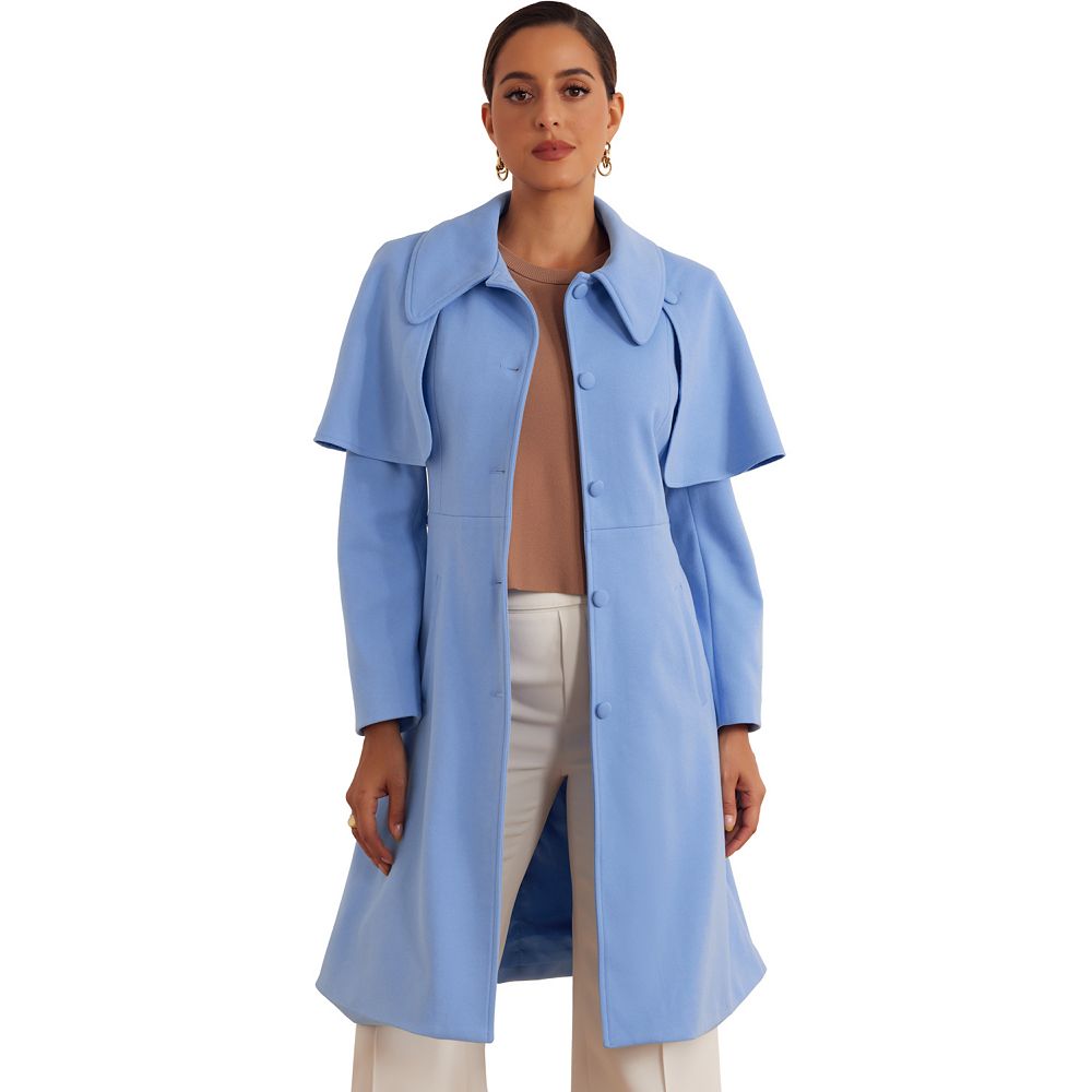 Winter Coats for Women's Removable Cape Single-Breasted Work