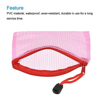 Mesh Zipper Bags, B8 Size File Document Pockets Bill Pouch Folders for Office, Pink Pack of 6