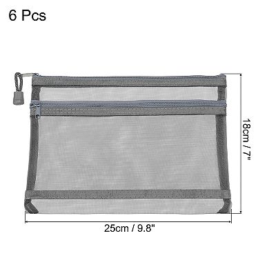 Mesh Zipper Bags Double Layer Zip File Pouch Storage Organizer Pockets for Travel Office