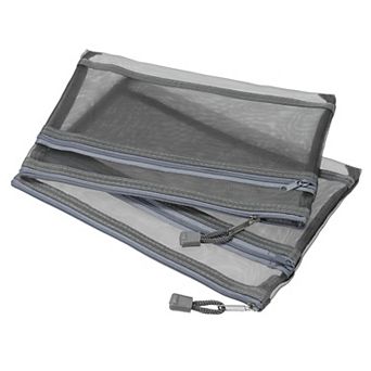 Mesh Zipper Bags Double Layer Zip File Pouch Storage Organizer Pockets for Travel Office