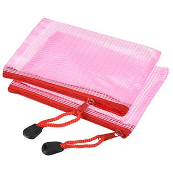 Mesh Zipper Bags, A6 Size File Document Pockets Bill Pouch Folders for Office, Pink Pack of 6