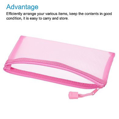 Mesh Zipper Bag Zip Pouch Pencil Case Storage Pockets for Travel Office Accessories