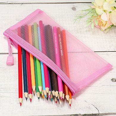 Mesh Zipper Bag Zip Pouch Pencil Case Storage Pockets for Travel Office Accessories