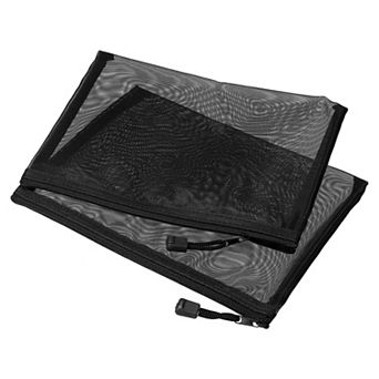 Mesh Zipper Bags, A5 Nylon Zip Pouch Pencil Case Storage Pockets for Travel, Black Pack of 6