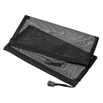 Mesh Zipper Bags, B6 Nylon Zip Pouch Pencil Case Storage Pockets for Travel, Black Pack of 6