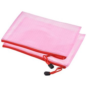 Mesh Zipper Bags, B5 Size File Document Pockets Bill Pouch Folders for Office, Pink Pack of 6