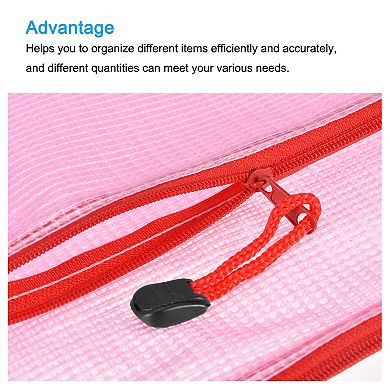 Mesh Zipper Bags, B5 Size File Document Pockets Bill Pouch Folders for Office, Pink Pack of 6