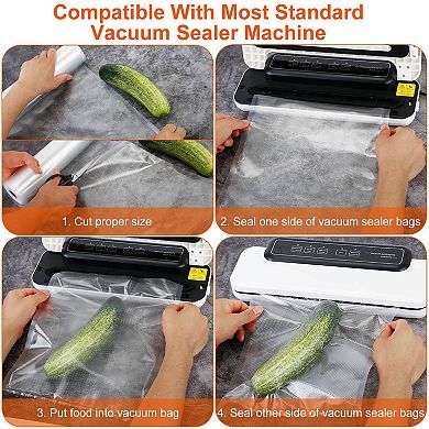 2 Rolls Vacuum Sealer Bags 7.7"x49ft, BPA-Free, Safe, Fresh-Keeping for Vacuum Machines (M)