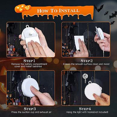 3 Pack Halloween Window Lights Spider, Witch Hat & Pumpkin with Orange Lights, Suction Cup