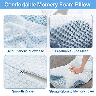 2 Pack Memory Foam Pillows Ergonomic Orthopedic Neck Support for Pain Relief Sleeping