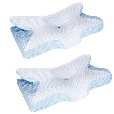 2 Pack Memory Foam Pillows Ergonomic Orthopedic Neck Support for Pain Relief Sleeping