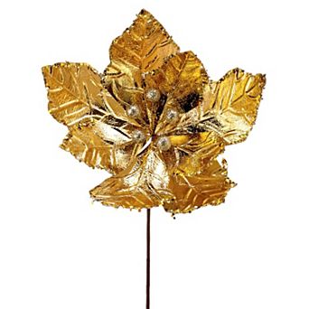 24" Shiny Gold Poinsettia Flower Elegant Christmas Floral Decoration