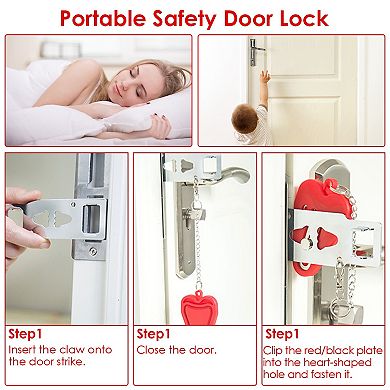 2Pcs Portable Travel Door Lock, Anti-Theft Security Latch for Home & Hotel