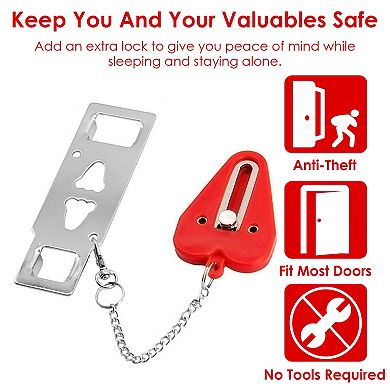 2Pcs Portable Travel Door Lock, Anti-Theft Security Latch for Home & Hotel