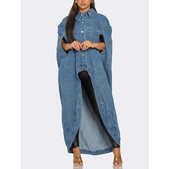 Long Denim Poncho Jacket