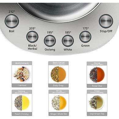 BUYDEEM K2423 Tea Maker, 1.2L, 316 Stainless Steel, Schott Glass, Removable Infuser, Auto Keep Warm