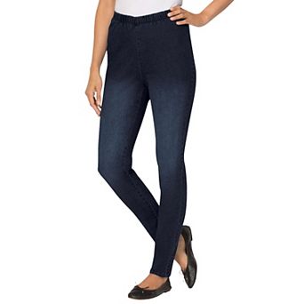 Woman Within Plus Size Petite Pull-On Elastic-Waist Stretch Fineline Denim Jeans