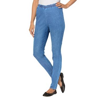 Woman Within Plus Size Petite Pull-On Elastic-Waist Stretch Fineline Denim Jeans
