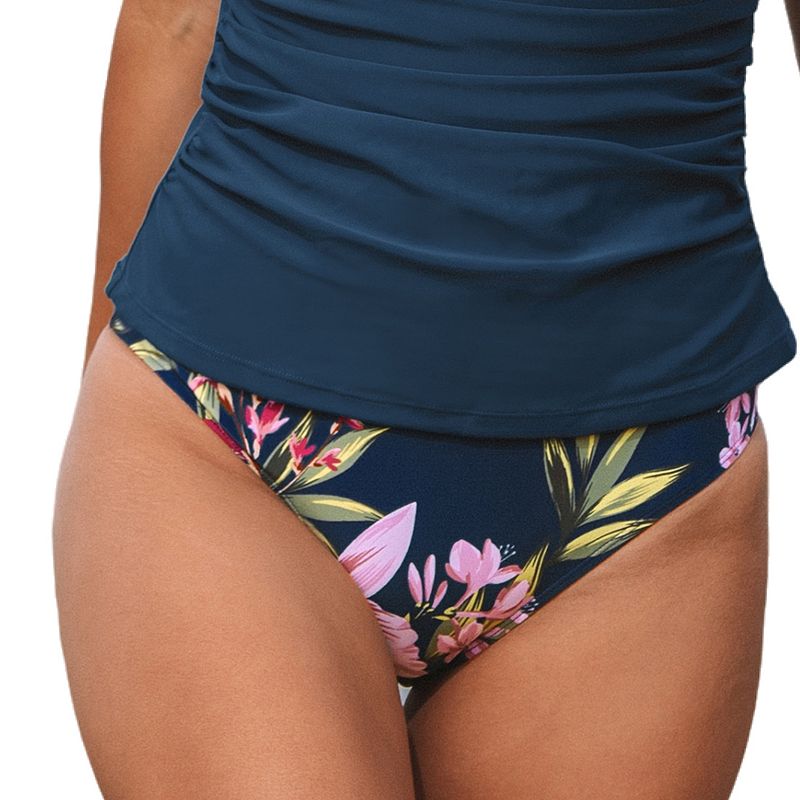 Women's Cupshe Floral High-Rise Bikini Swim Bottoms, Size: Large, Blue