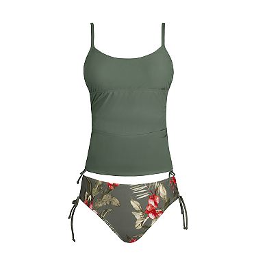 Women's Cupshe 2-Piece Ruched Tie Tankini Swim Top & Bikini Swim Bottoms Set