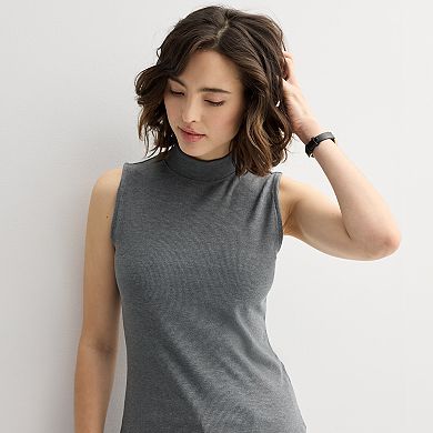 Women's Nine West Fitted Rib Mock Neck Shell