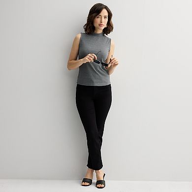 Women's Nine West Fitted Rib Mock Neck Shell