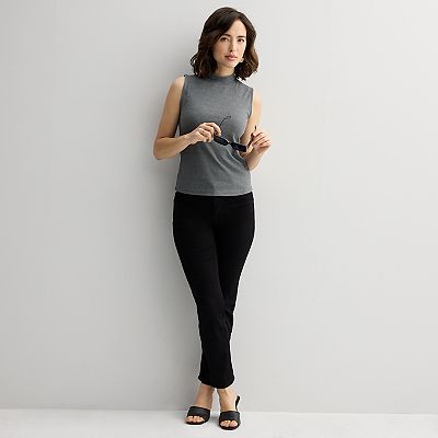 Women's Nine West Fitted Rib Mock Neck Shell
