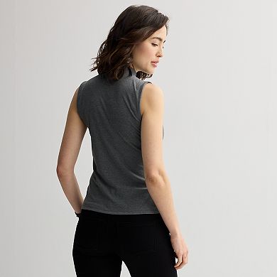 Women's Nine West Fitted Rib Mock Neck Shell