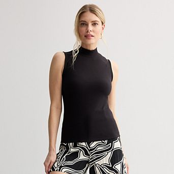 Women's Nine West Fitted Rib Mock Neck Shell