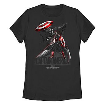 Juniors' Marvel Captain America Brave New World Poster Graphic Tee