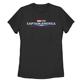 Juniors' Marvel Captain America Brave New World Title Logo Graphic Tee