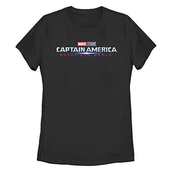 Juniors' Marvel Captain America Brave New World Title Logo Graphic Tee
