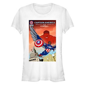 Juniors' Marvel Captain America Brave New World Red Hulk Watching Fitted Graphic Tee