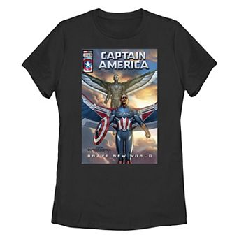 Juniors' Marvel Captain America Brave New World Captain And Falcon Graphic Tee